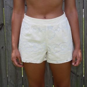 White  Floral Shorts